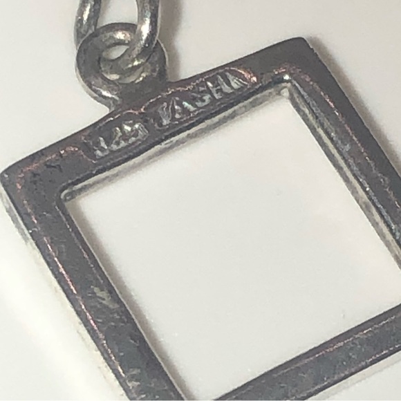 Vtg Sterling Silver Geometric Square Dangle Earrings 925 Tashi 1.1” - Picture 3 of 4